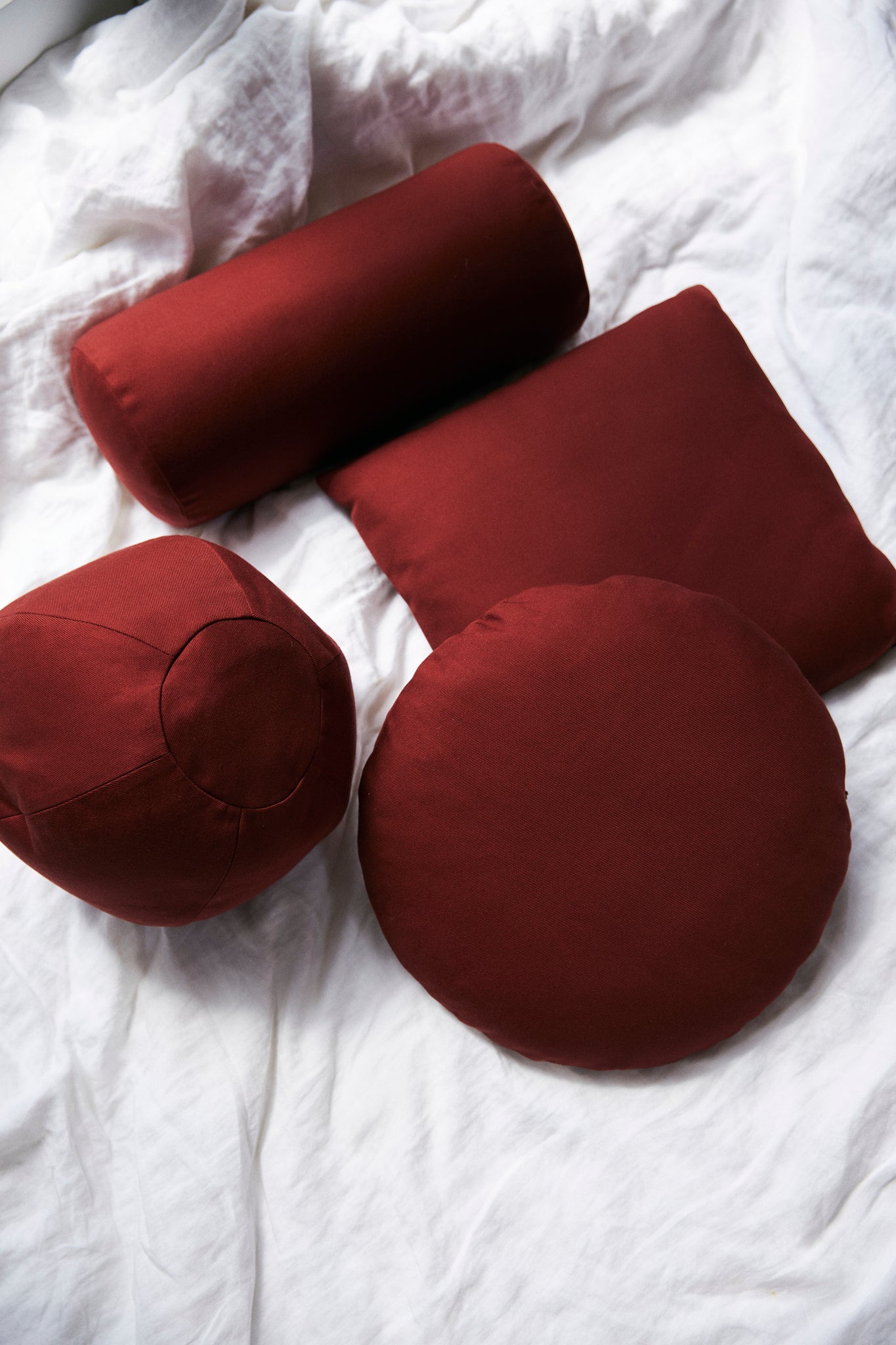 SALE Disc Squab Cushion, Red Wine Cotton