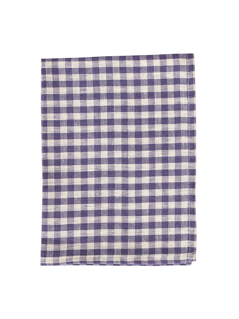 Linen Tea Towel, Purple/ White Gingham