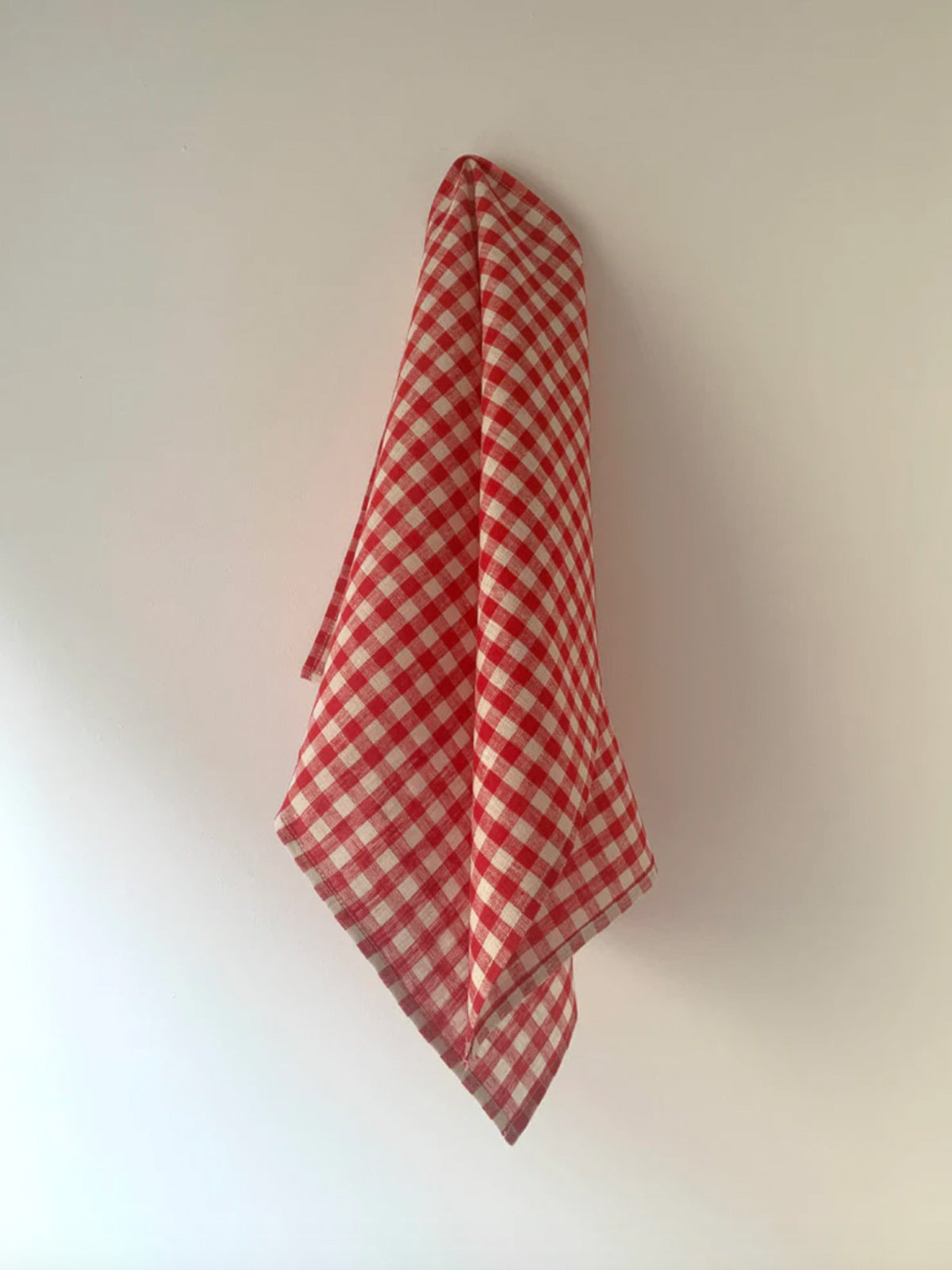 Linen Tea Towel, Red/ White Gingham