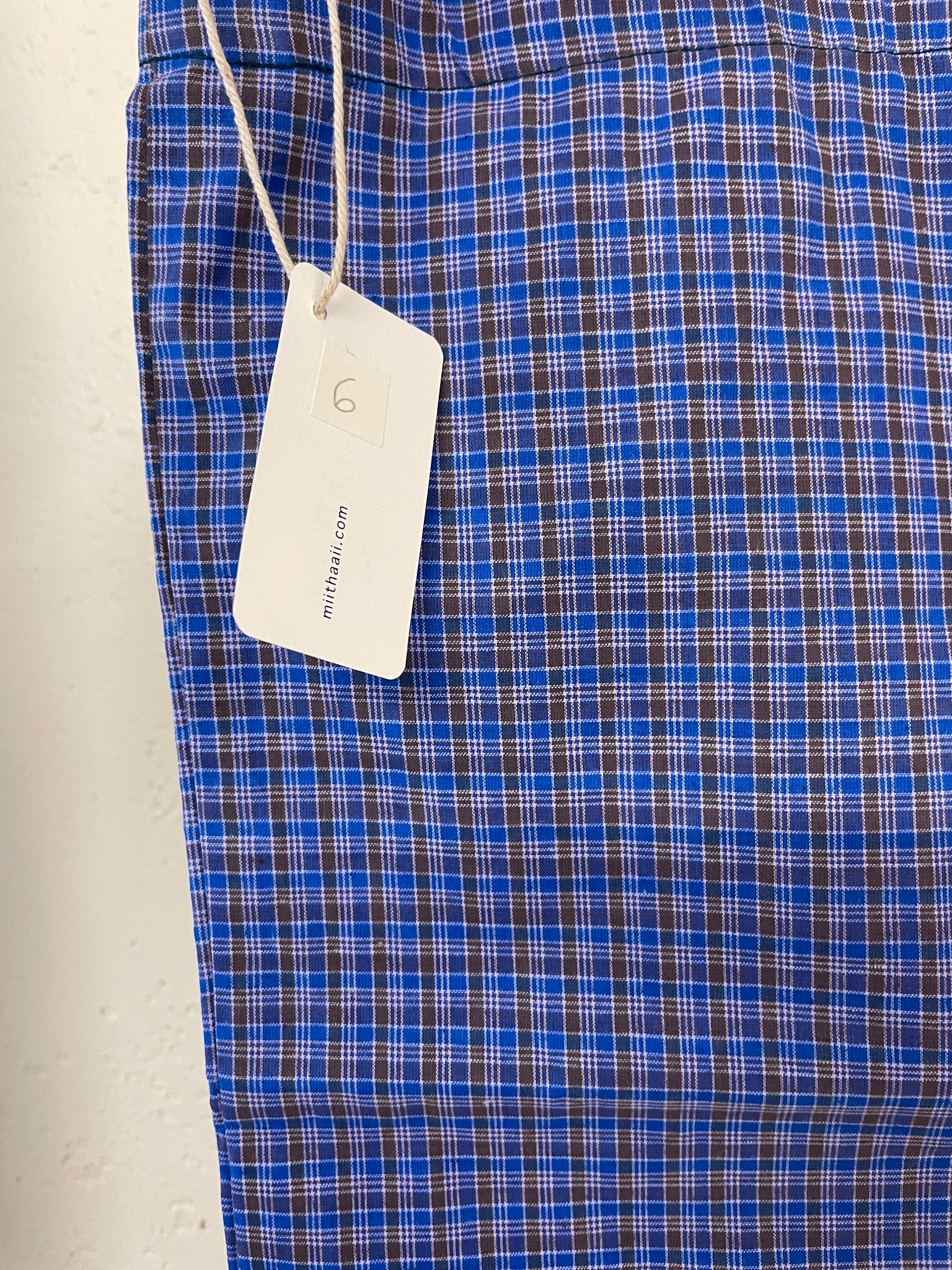 Cotton Shoulder Bag (assorted blue checks), by MiiThaaii